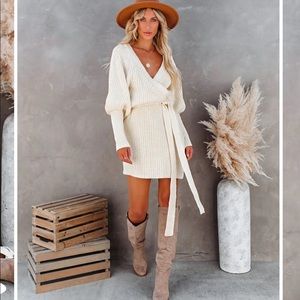 NEW Cotton Blend Wrap Sweater Dress